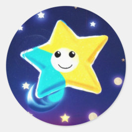 Lächelndes Starlight Adventure Runder Aufkleber