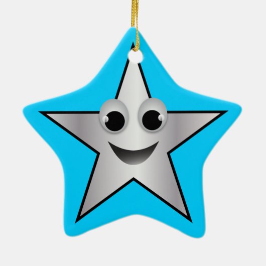 Lächelndes Superstar-Zeichen silber gefärbt Keramik Ornament (Hinten)