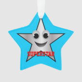 Lächelndes Superstar-Zeichen silber gefärbt Ornament (Vorderseite)