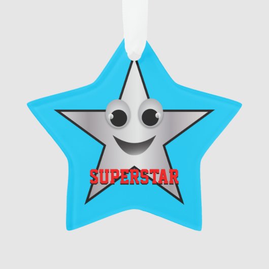 Lächelndes Superstar-Zeichen silber gefärbt Ornament (Vorderseite)