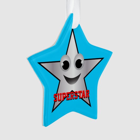 Lächelndes Superstar-Zeichen silber gefärbt Ornament (Vorderseite)