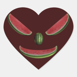 Lächelndes Wassermelonen-Gesicht Herz-Aufkleber