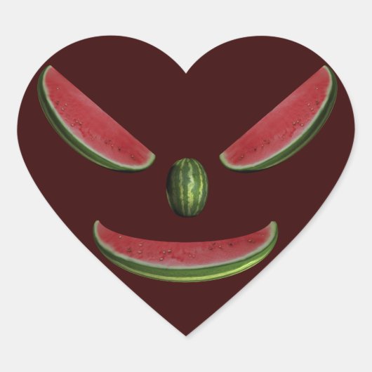 Lächelndes Watermelon-Gesicht Herz-Aufkleber (Vorderseite)
