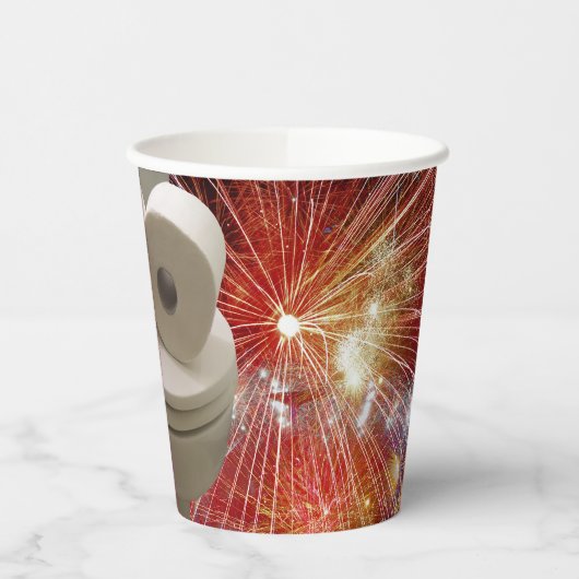 Lächelndes WC-Gesicht Pappbecher (Links)