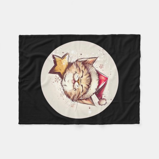 Lächelndes Weihnachtskatzenkostüm für Erwachsene u Fleecedecke (Vorderseite (Horizontal))