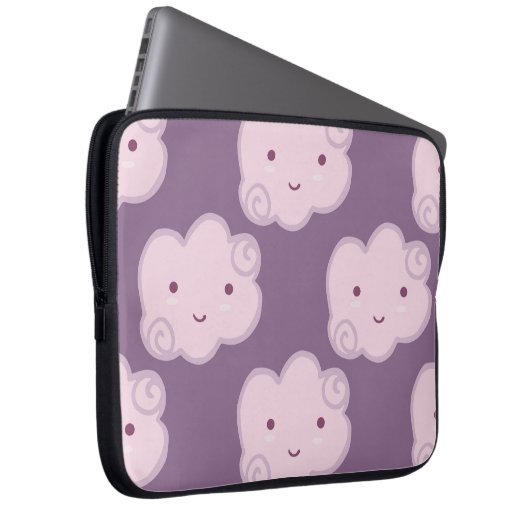 Lächelndes Wolkenmuster auf lila Backgr Laptopschutzhülle (Vorne Rechts)