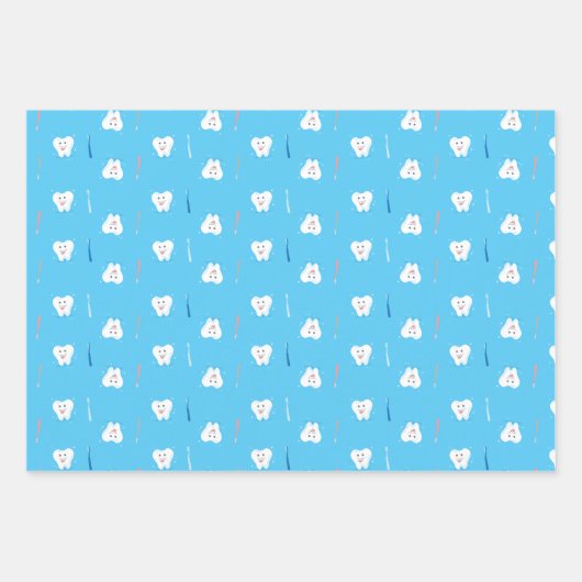 Lächelndes Zahnbürstenummantelpapier Geschenkpapier Set (Vorderseite 3)