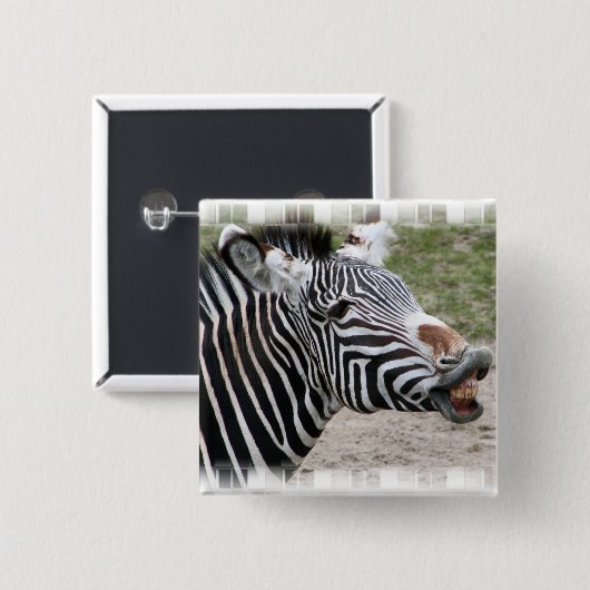 Lächelndes Zebra-Button Button (Vorne & Hinten)