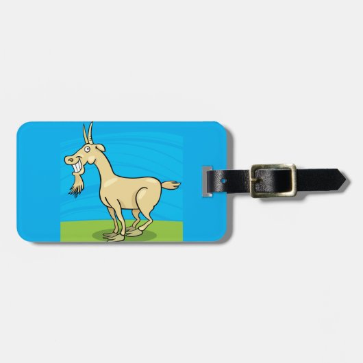 Lächelndes Ziegenvieh Cartoon Gepäckanhänger (Vorderseite horizontal)