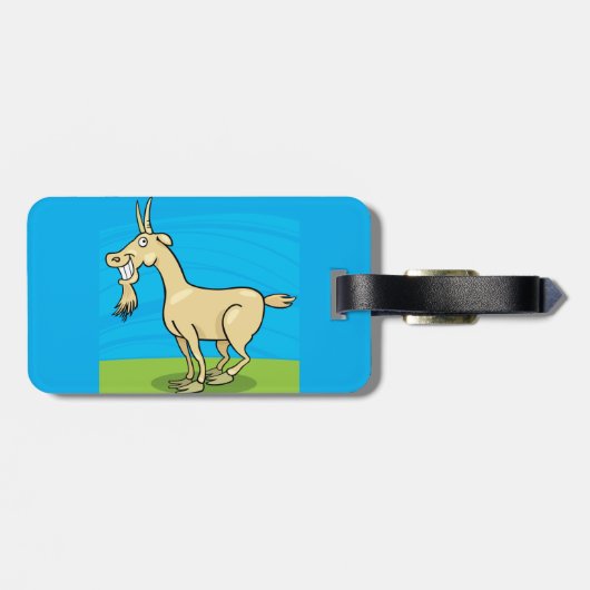 Lächelndes Ziegenvieh Cartoon Gepäckanhänger (Rückseite horizontal)