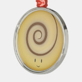 Lächelndes Zimtgebäck über | Verzierung Silbernes Ornament (Links)