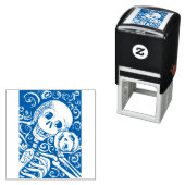 LÄCHELSKELETON UND SEINE KÜRBISLATERNE, HALLOWEN PERMASTEMPEL (Beispiel)