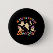 Lächelt Bootiful Funny Ghost Dentist Halloween Den Button (Vorderseite)