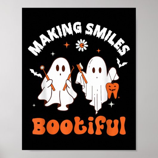 Lächelt Bootiful Funny Ghost Dentist Halloween Den Poster (Vorne)
