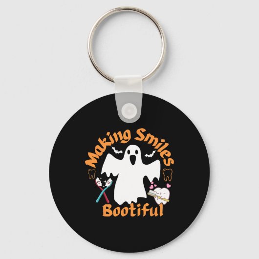 Lächelt Bootiful Funny Ghost Dentist Halloween Den Schlüsselanhänger (Vorderseite)