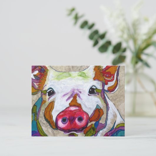 Lächelt Ferkel! Postkarte (Stehend Vorderseite)