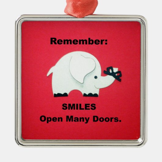 Lächelt viele Türen auf! Silbernes Ornament (Vorne)