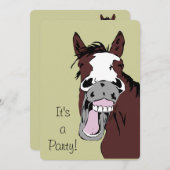 Lachen Cartoon Pferd Geburtstag Custom Einladung (Vorne/Hinten)