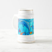 Lachen Delphine tropischen Fischstein Bierglas (Vorderseite Links)