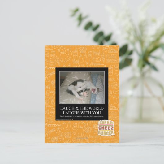 Lachen & die Welt lacht mit dir Postkarte (Stehend Vorderseite)