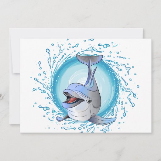 Lachen Dolphin in Splash Circle Einladung (Vorderseite)