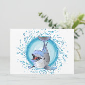 Lachen Dolphin in Splash Circle Einladung (Stehend Vorderseite)
