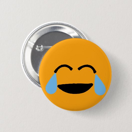 Lachen Gesicht Funny Orange Emoticon Emojii Button (Vorne & Hinten)