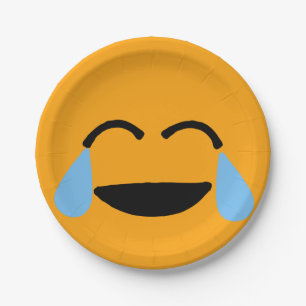 Lachen Gesicht Funny Orange Emoticon Emojii Pappteller