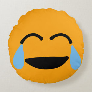 Lachen Gesicht Funny Orange Emoticon Emojii Rundes Kissen