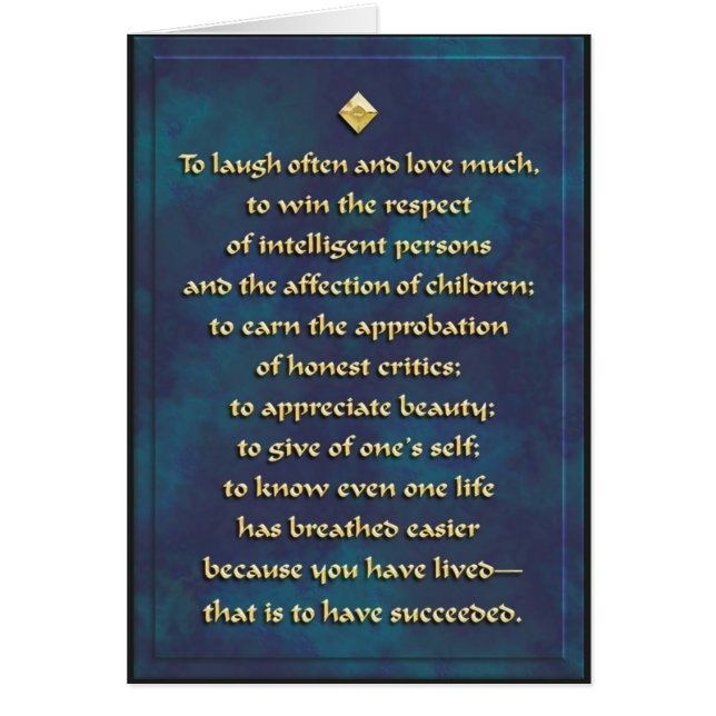 Lachen häufig, Liebe viel… Karte (Vorne)