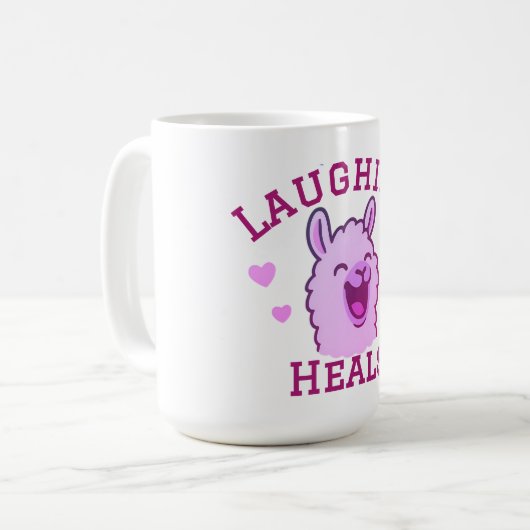 Lachen Heilt Niedlich Llama Kaffeetasse (Vorderseite Links)