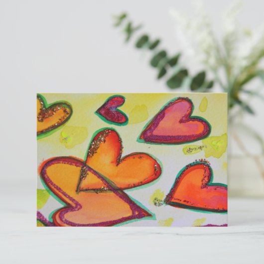 Lachen Herz fliegen Kleine Einladung oder einladen (Stehend Vorderseite)