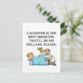 Lachen ist die beste Medizin Postkarte (Stehend Vorderseite)