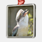 Lachen Kookaburra auf der Zweigstelle Postcard Squ Ornament Aus Metall (Links)
