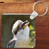 Lachen Kookaburra auf der Zweigstelle Postcard Squ Schlüsselanhänger (Rückseite)