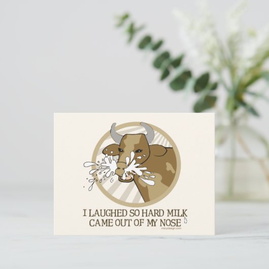 Lachen Kuhmilch meine Nase Postkarte (Stehend Vorderseite)