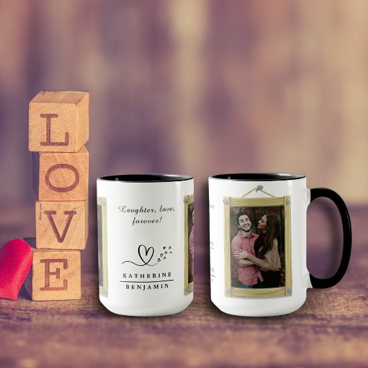 Lachen, Liebe, ewig Couple Valentine Foto B&W Tasse