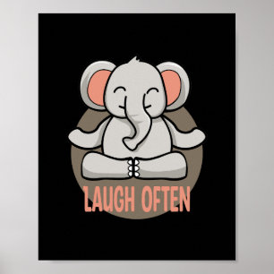 Lachen oft Kawaii Babyelefant, der Yoga-Posen mach Poster