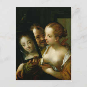 Lachen Paar mit Spiegel, 1596 Postkarte
