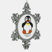Lachen Pinguin, MeWarriorFrau auf Twitch Schneeflocken Zinn-Ornament (Links)