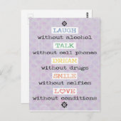 Lachen, reden, träumen, lächeln, Liebe Postkarte (Vorne/Hinten)