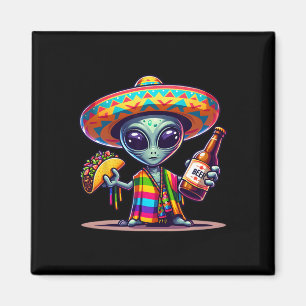 Lachen Sie mit Aliens Tacos und Bier Cinco De Mayo Magnet