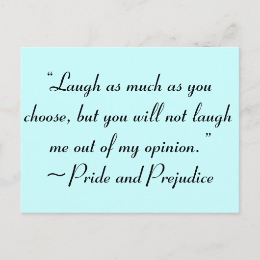Lachen Sie so viel, wie Sie Jane Austen Zitat wähl Postkarte (Vorderseite)