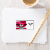 Lachen Skeleton Frau in Red Bonnet Adressaufkleber (Insitu)