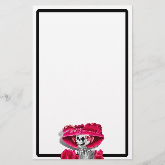 Lachen Skeleton Frau in Red Bonnet Briefpapier (Vorderseite)