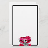 Lachen Skeleton Frau in Red Bonnet Briefpapier (Vorne/Hinten)