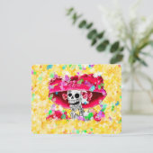 Lachen Skeleton Frau in Red Bonnet Einladung (Stehend Vorderseite)