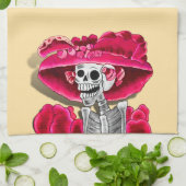 Lachen Skeleton Frau in Red Bonnet Geschirrtuch (Gefaltet)