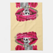 Lachen Skeleton Frau in Red Bonnet Geschirrtuch (Vertikal)