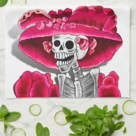 Lachen Skeleton Frau in Red Bonnet Handtuch